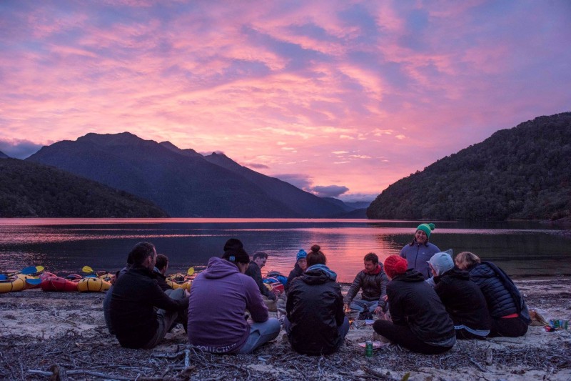 Group reflections at Lake Manapouri