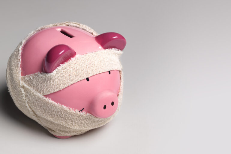 Damaged piggy bank